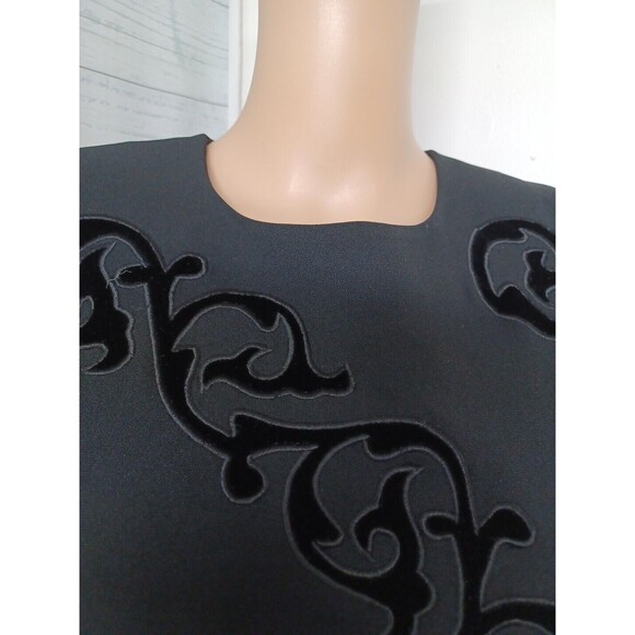 Anne Crimmins 4 Umi Collections Black Dress Long Long Sleeve Velour Applique 12 - Picture 2 of 8